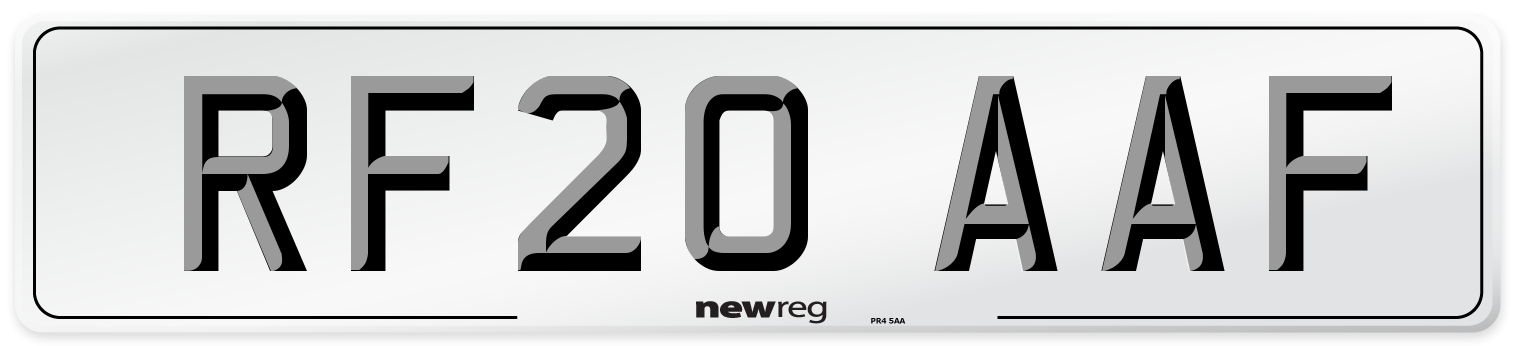 RF20 AAF Number Plate from New Reg